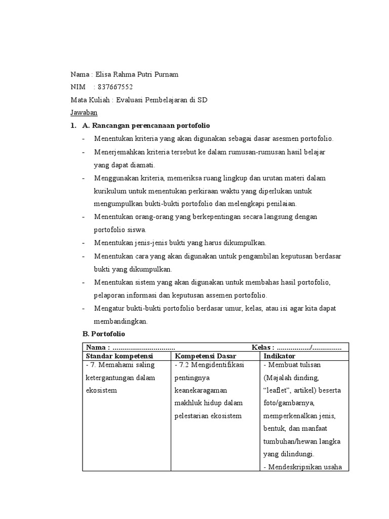 Tugas Evaluasi Pembelajaran SD | PDF | Karier & Perkembangan