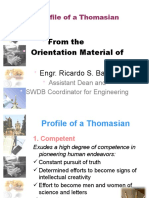 From The Orientation Material of Engr. Ricardo S. Balog: Profile of A Thomasian