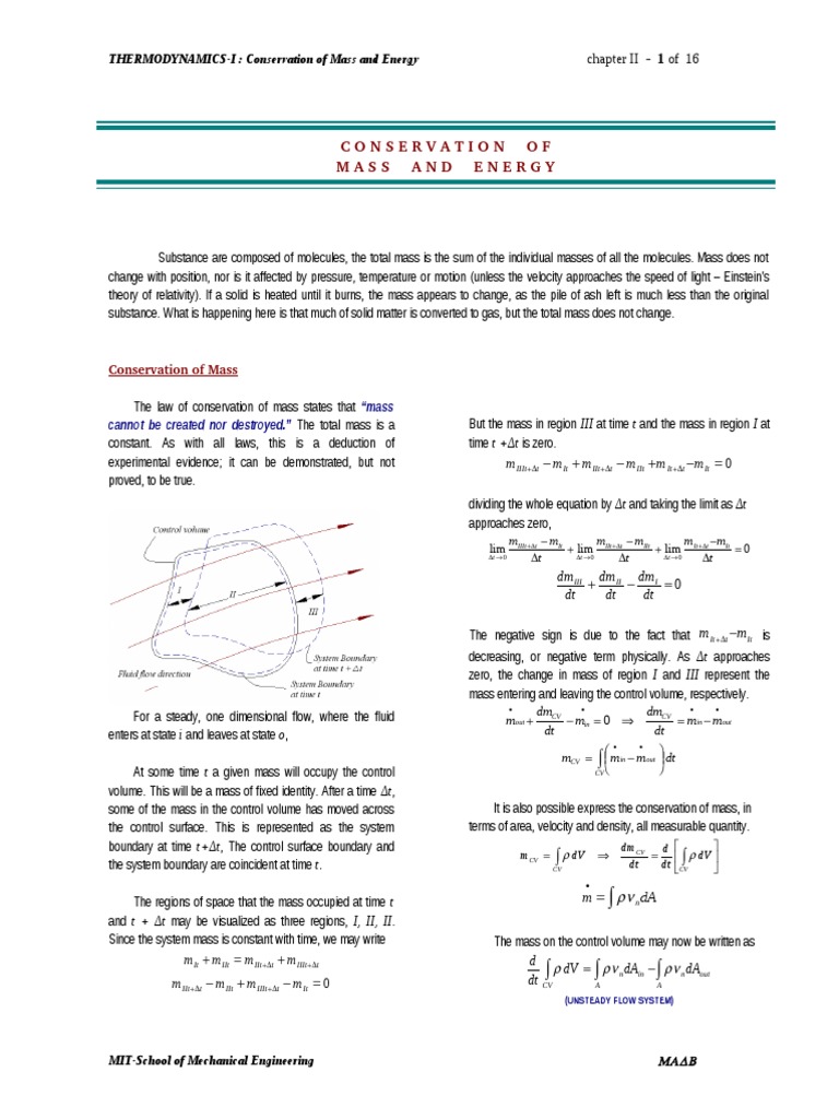 Conservation of Mass and Energy | PDF | Heat | Gases