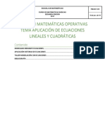 Aplicación de Ecuaciones Lineales y Cuadraticas