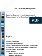 Databases and Database Management Systems: (Based On Chapters 1-2 in Fundamentals of