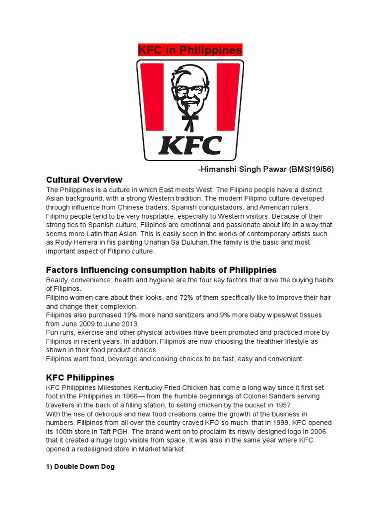 KFC in Philippines: Cultural Overview | PDF | Philippines | Hamburgers