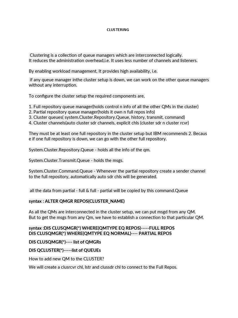 Syntax Alter QMGR Repos (Cluster Name) Download Free PDF