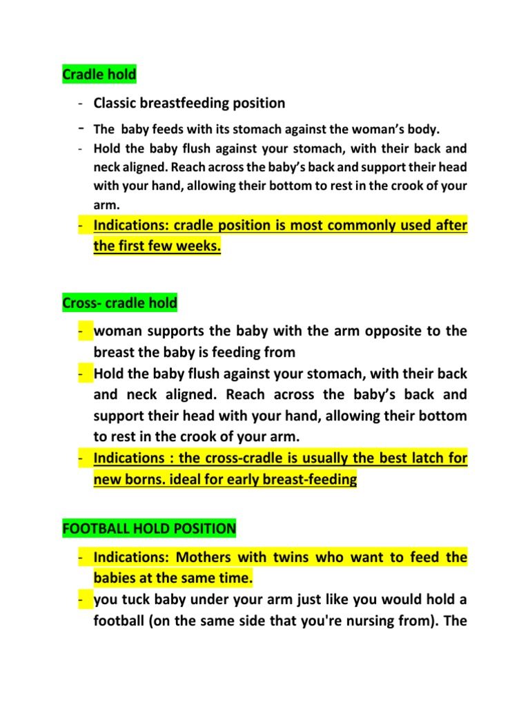Guide to Common Breastfeeding Positions Cradle Hold, CrossCradle Hold