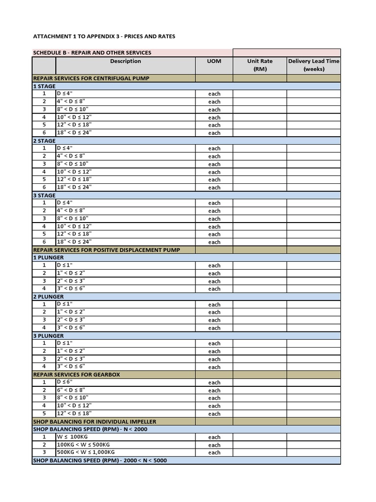 Repair Services Pricing Schedule | PDF | Mechanical Engineering ...