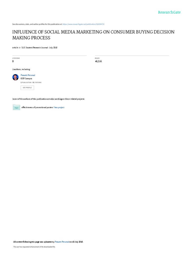 Influence of Social Media Marketing On Consumer Buying Decision Making ...