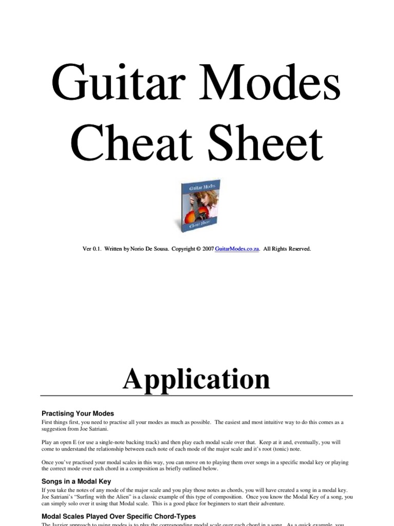Guitar Modes Cheat Sheet | PDF | Mode (Music) | Scale (Music)