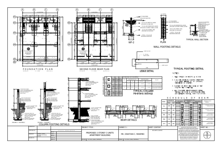 Column Footing Detail Plan | PDF | Architectural Elements | Design
