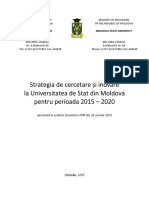 Strategia de Cercetare Și Inovare La Universitatea de Stat Din Moldova Pentru Perioada 2015 2020