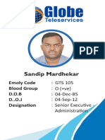 Sandip Mardhekar: Emoly Code Blood Group D.O.B D..O.J Designa On