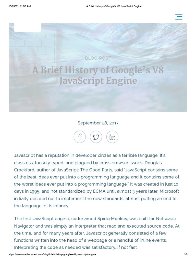 A Brief History of Google's V8 JavaScript Engine | PDF | Java Script ...