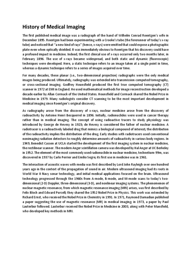 Excerpted Note 1 History of Medical Imaging PDF Radiography