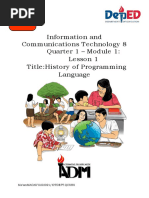 Information and Communications Technology 8 Quarter 1 - Module 1: Lesson 1 Title:History of Programming Language