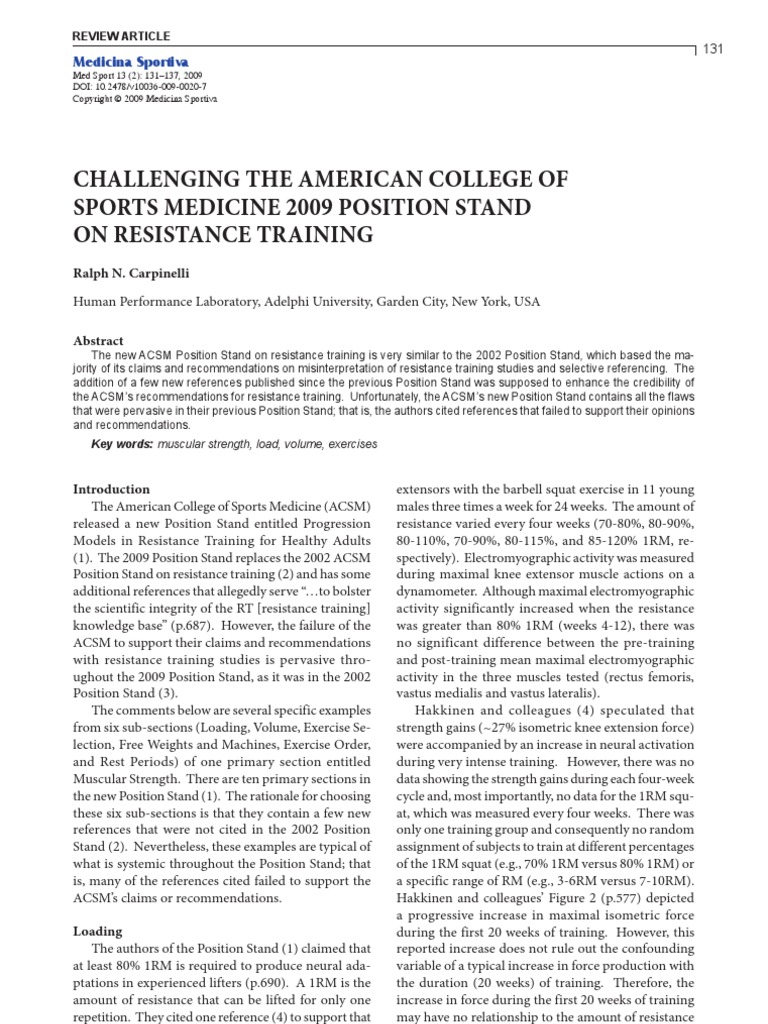 Challenging The American College of Sports Medicine 2009 Position Stand ...