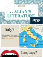 Italian'S Literature: Wel Co M E TO