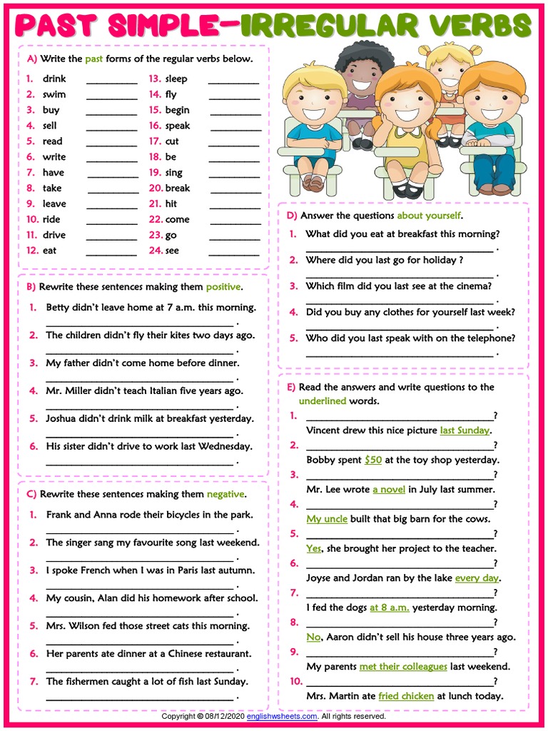 Esl Printable Grammar Test Worksheet | PDF | Linguistic Morphology ...