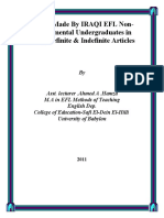 Errors Made by IRAQI EFL Non-Departmental Undergraduates in Using Definite & Indefinite Articles