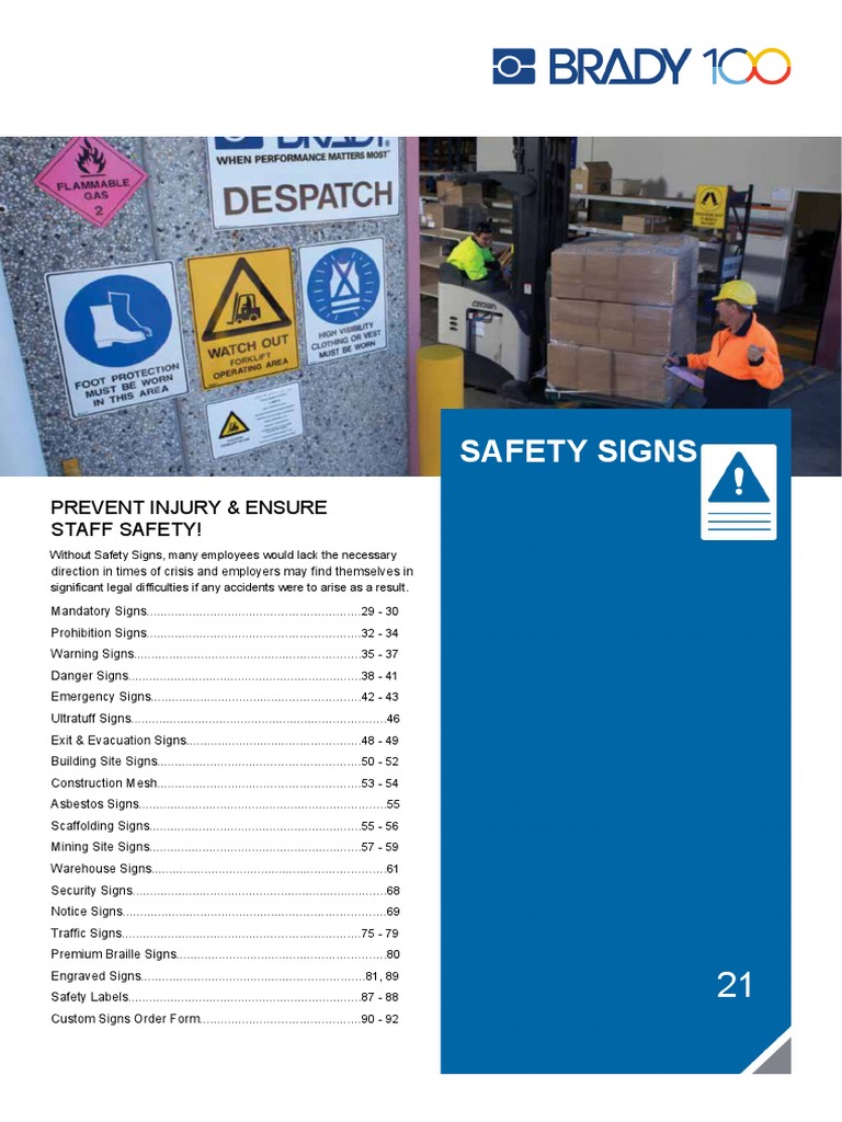 Safety Signs Prevent Injury & Ensure Staff Safety! PDF Polyvinyl