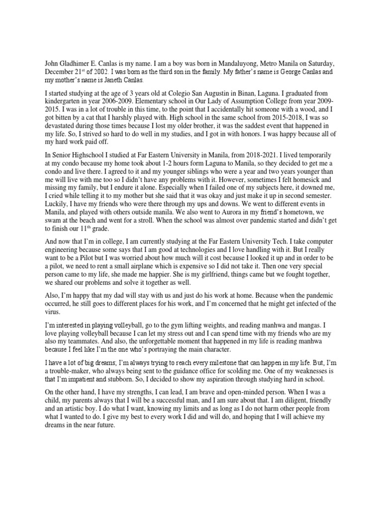 Self Narrative Report Pdf