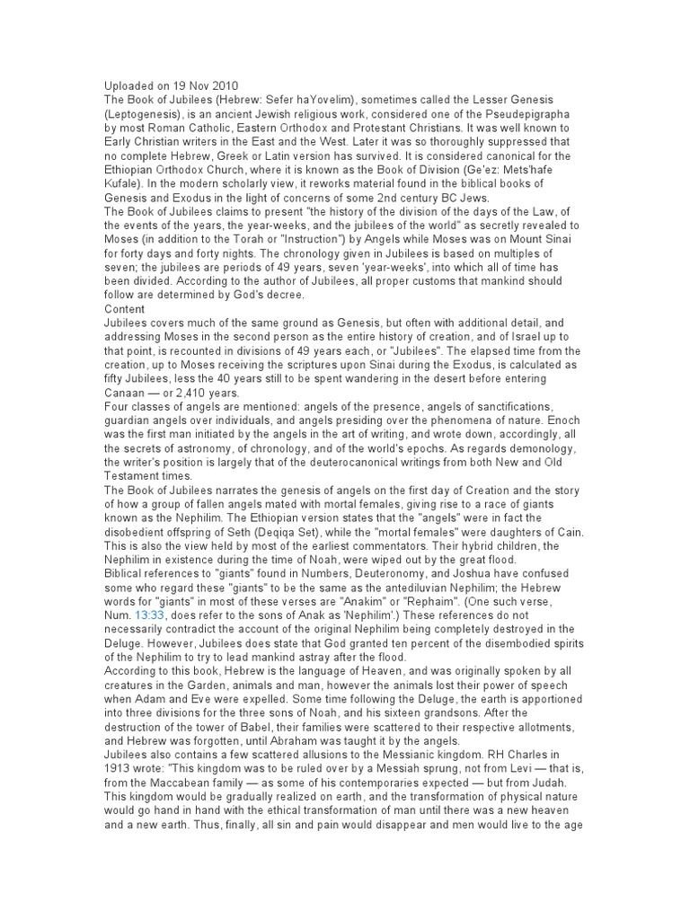 Book of Jubilees PDF Nephilim Old Testament Books