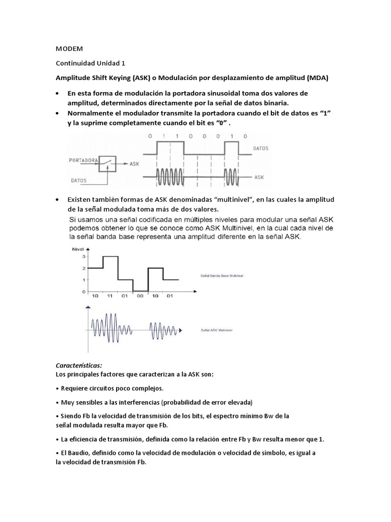 Modulación ASK y FSK en Telecomunicaciones | PDF | Módem | Edad de ...