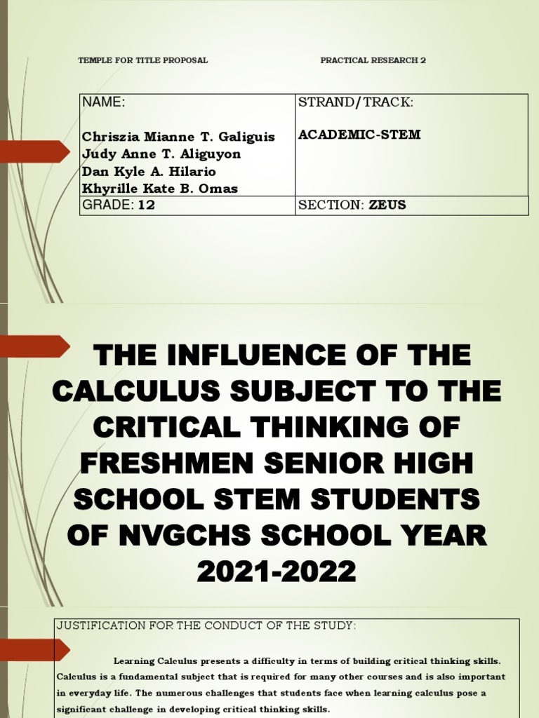 Impact of Calculus on STEM Students' Thinking | PDF
