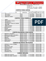 Lista de Precios Frigorifico Cristal