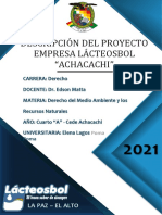 Descripción Del Proyecto Empresa Lácteosbol "Achacachi" 2