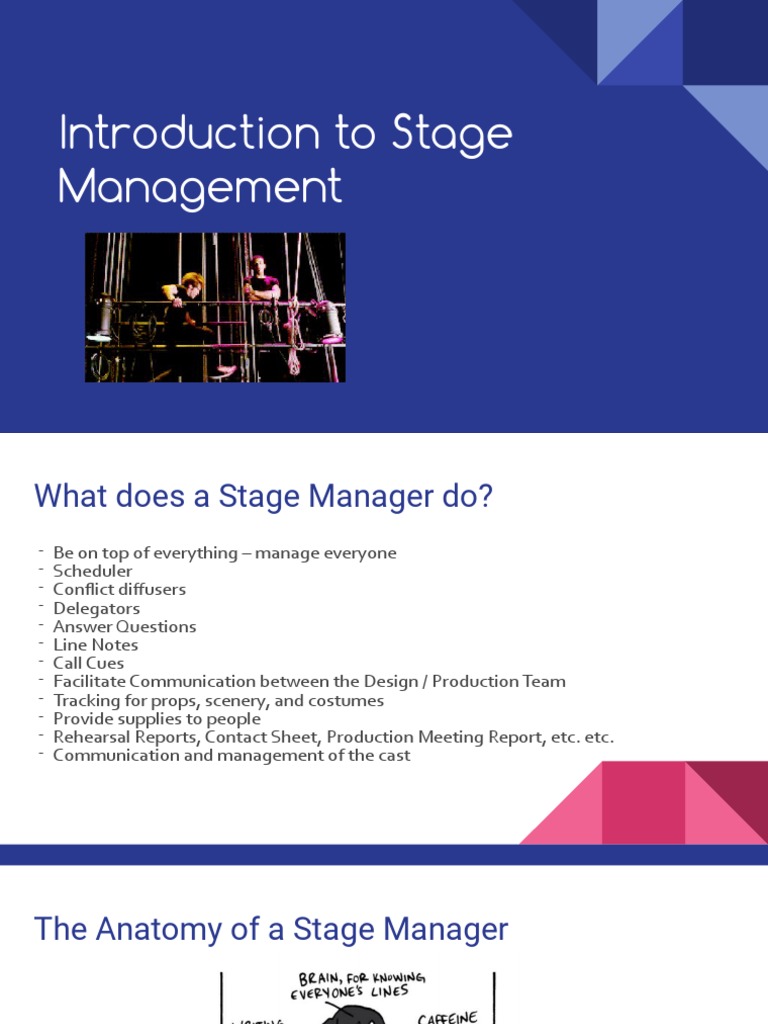 Introduction To Stage Management PowerPoint PDF Communication