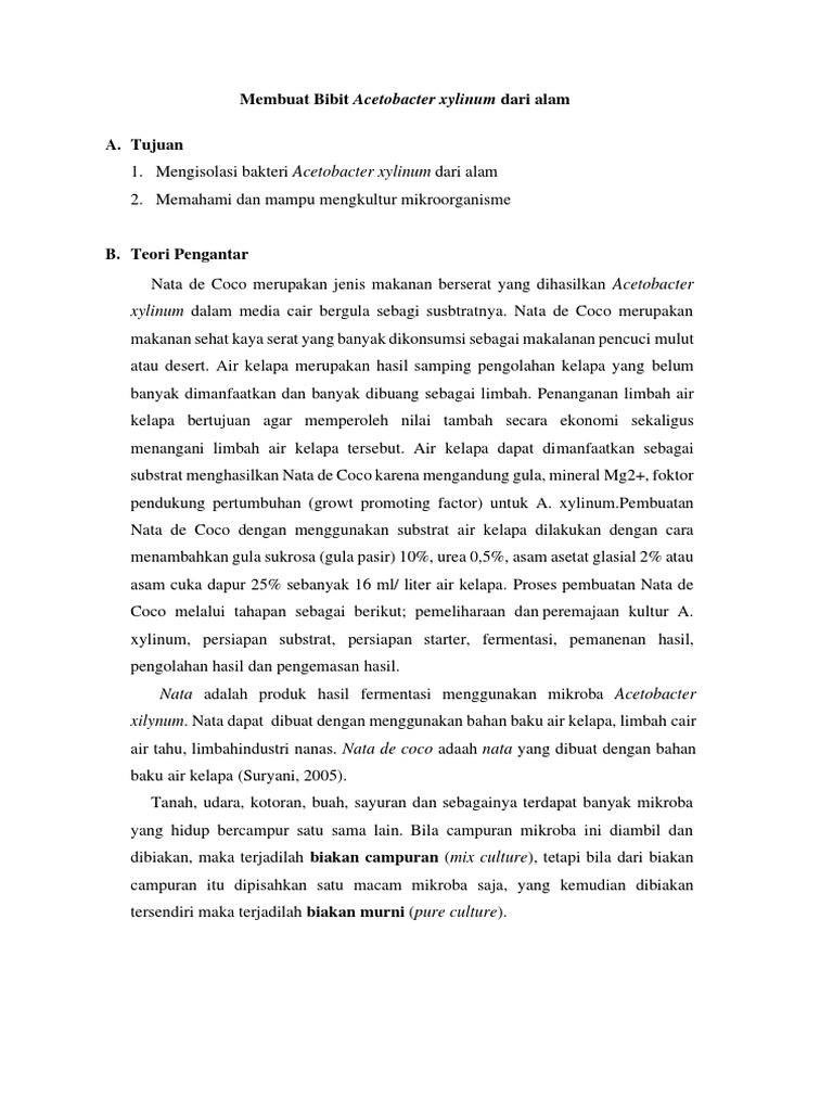 Limbah air tahu dapat dijadikan sebagai media fermentasi bakteri acetobacter xylinum karena mengandu