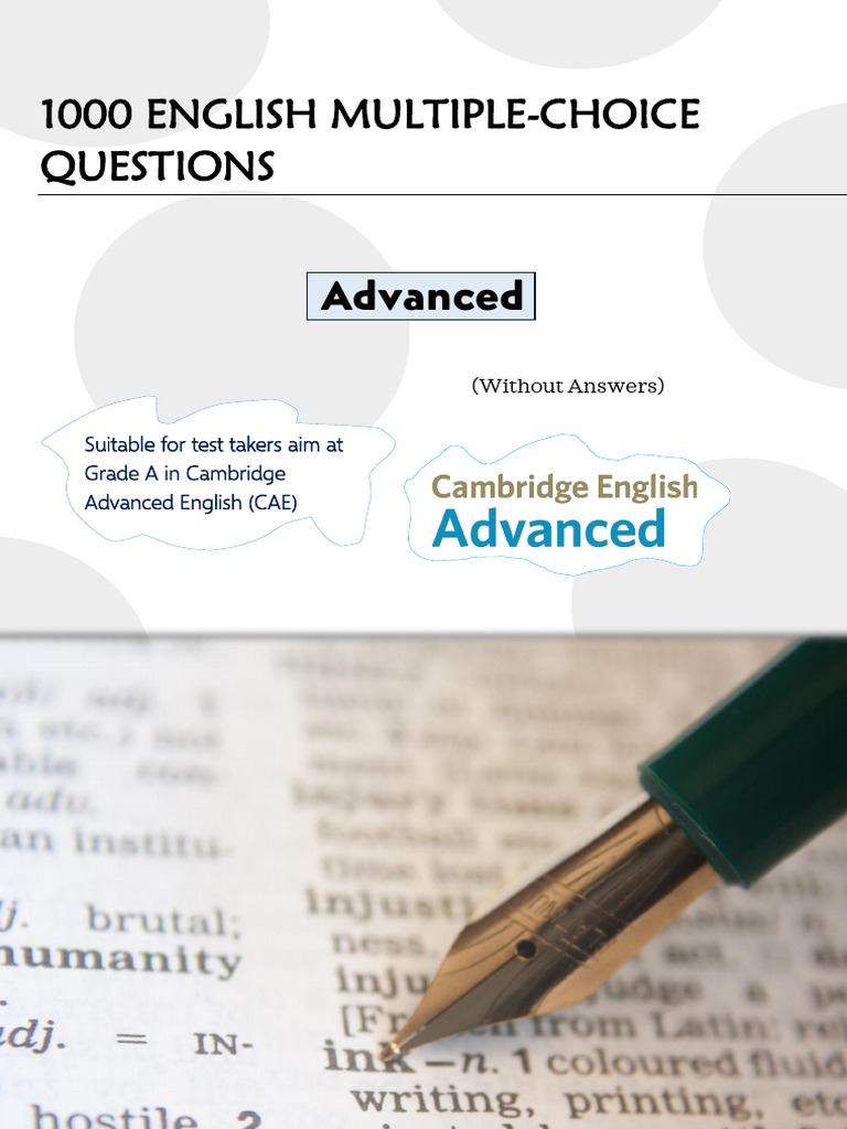 1000 English Multiple-Choice Questions: Advanced | PDF | Multiple Choice