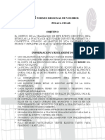 Informacion y Reglamento Del I Torneo Regional de Voleibol Pelaya Cesar