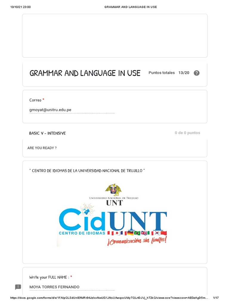 Grammar and Language Usage Test | PDF | Linguistics | Human Communication