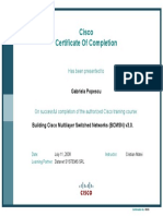 Cisco Certificate of Completion: Has Been Presented To