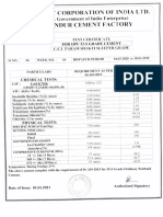 CCI Cement Factory Test Certificate