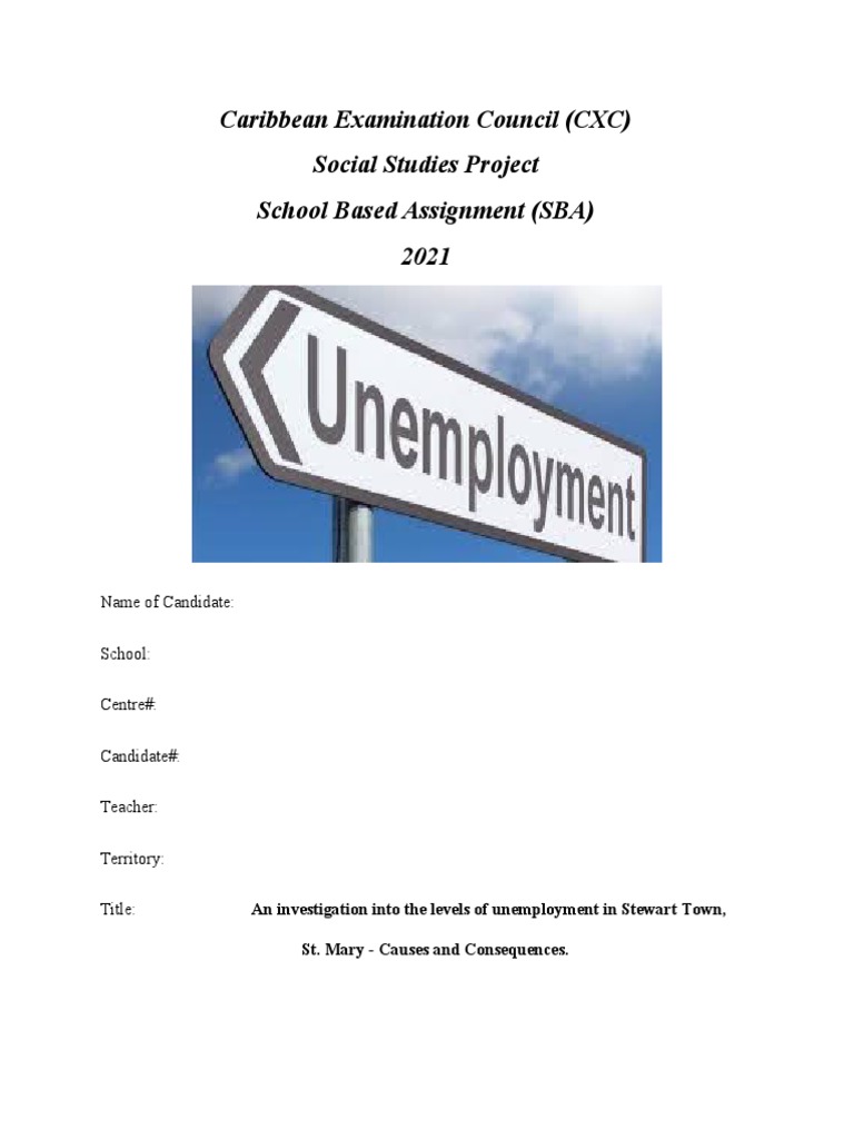 Social Studies SBA 2021 PDF Unemployment Social Science