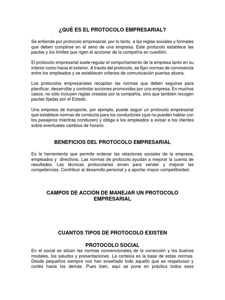 Protocolo Empresarial | PDF | Comportamiento | Desarrollo personal