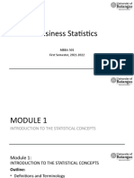 Business Statistics: MBBA 501 First Semester, 2021-2022