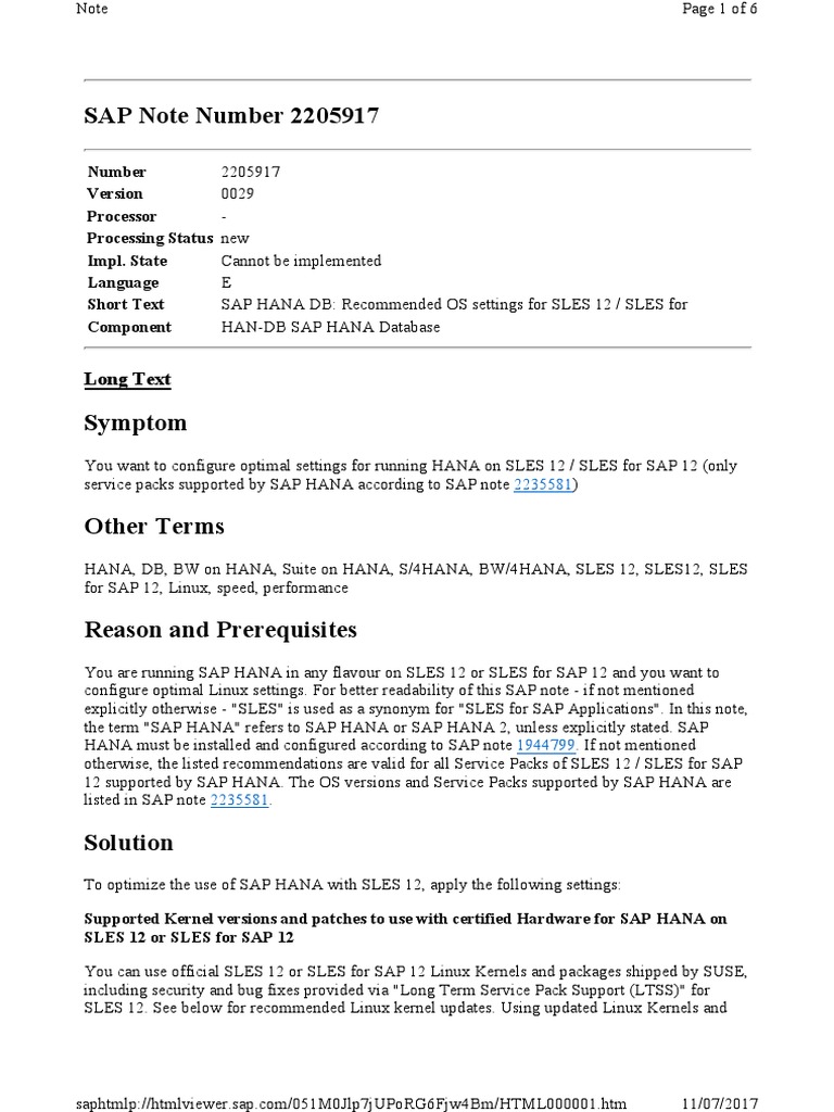 SAP Note Number 2205917: Long Text | PDF | Booting | Computer Hardware