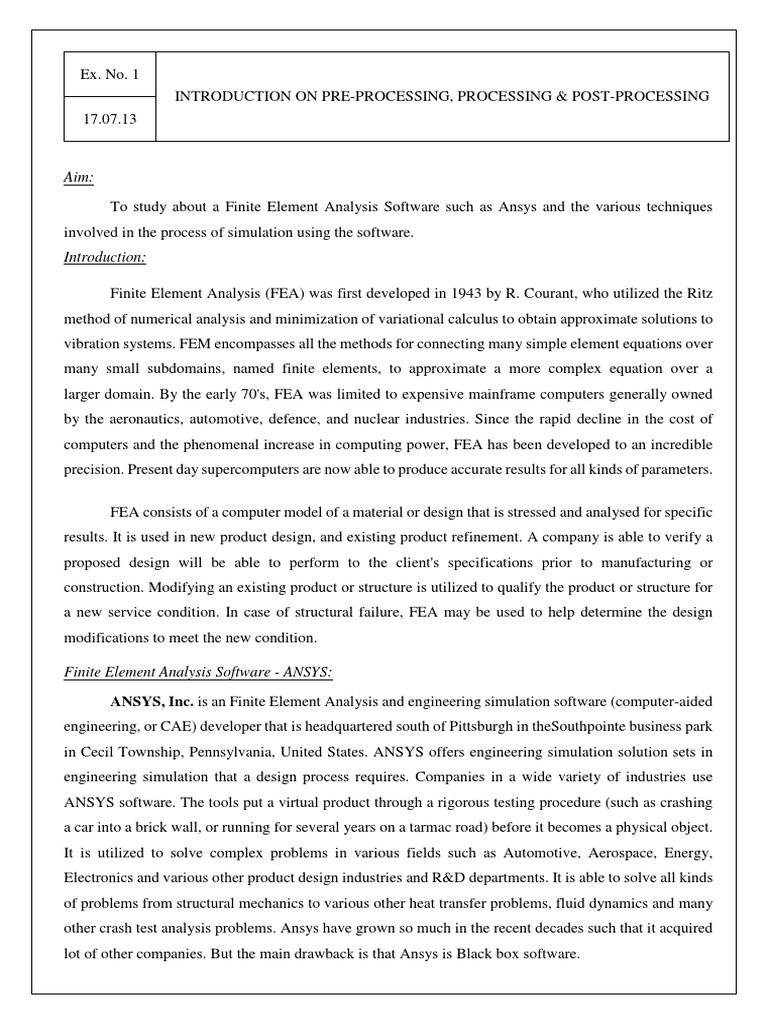 Finite Element Analysis with ANSYS Guide | PDF | Finite Element Method ...