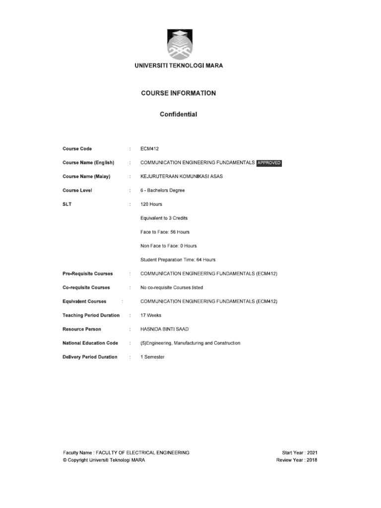 Ecm412 Communication Engineering Fundamentals | PDF