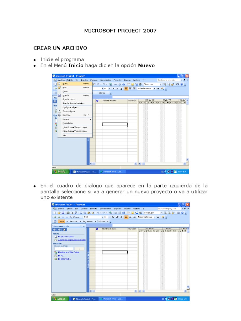 Tutorial Microsoft Project 2007 | PDF | Point and Click | Tabla (base ...