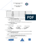 Activity Sheet No. 5 Measurement: Name of Student: Gayle E. Javier Class Section: BEED 2B