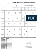 Jadual Waktu Kelas Sesi Pagi 2021 (Mulai 18 Oktober 2021) : PJPK RHT BM BI SRT