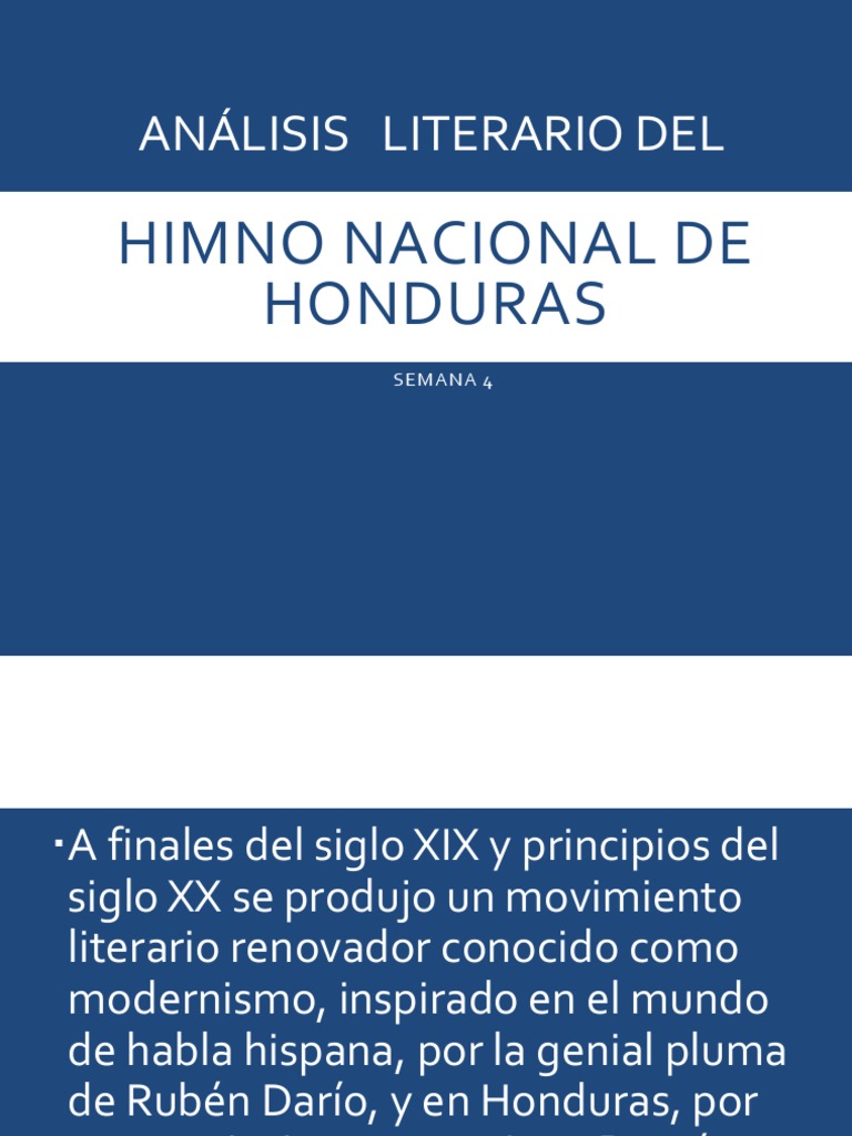 Análisis Literario Del Himno Nacional De Honduras Pdf Rima Metro