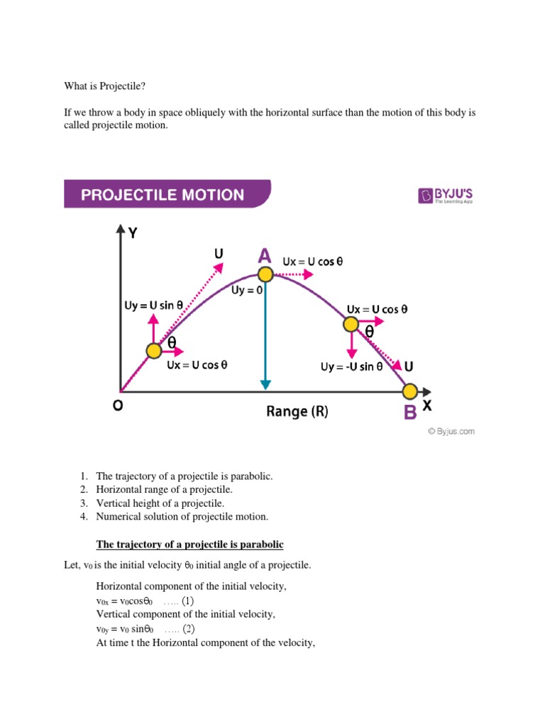 The Trajectory of A Projectile Is Parabolic PDF