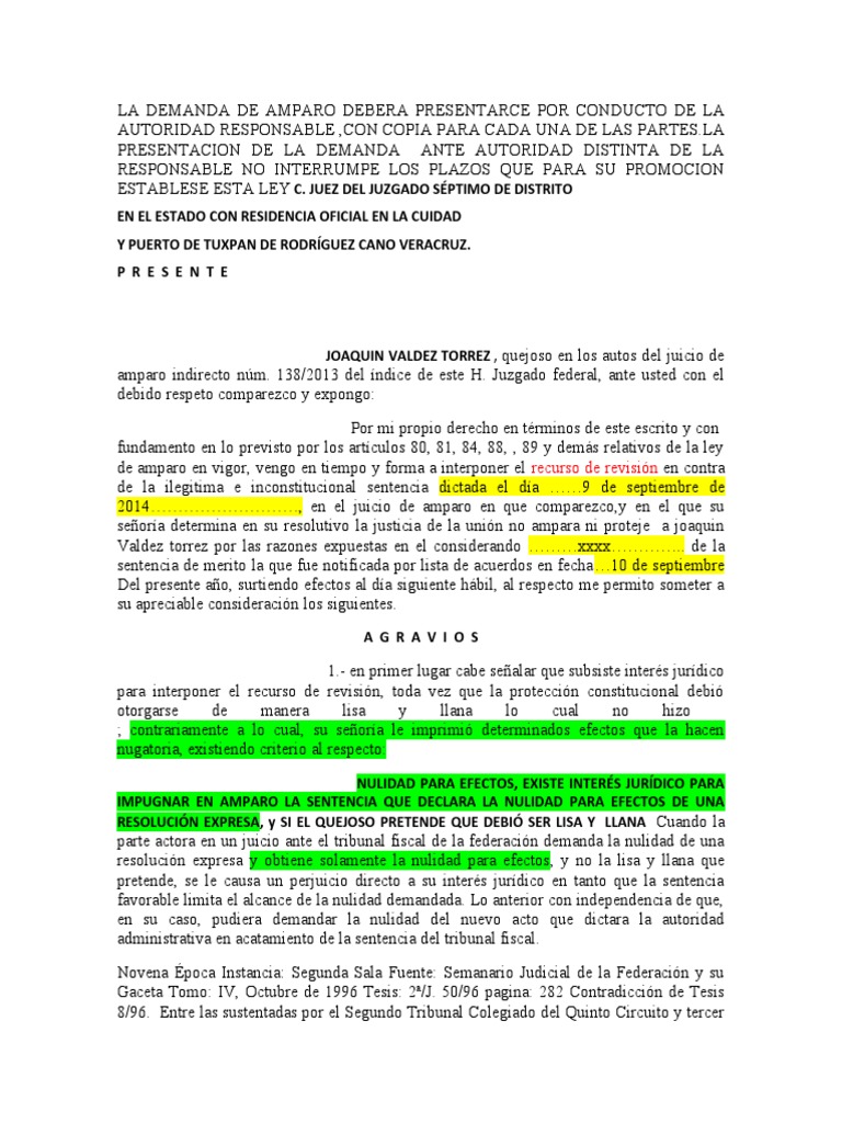 Recurso de Revisión en Amparo Indirecto | PDF | Caso de ley | Sentencia ...