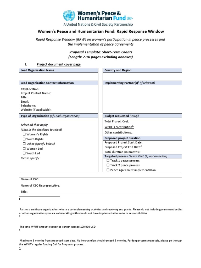 Women's Peace and Humanitarian Fund: Rapid Response Window | PDF |  Peacebuilding | Risk