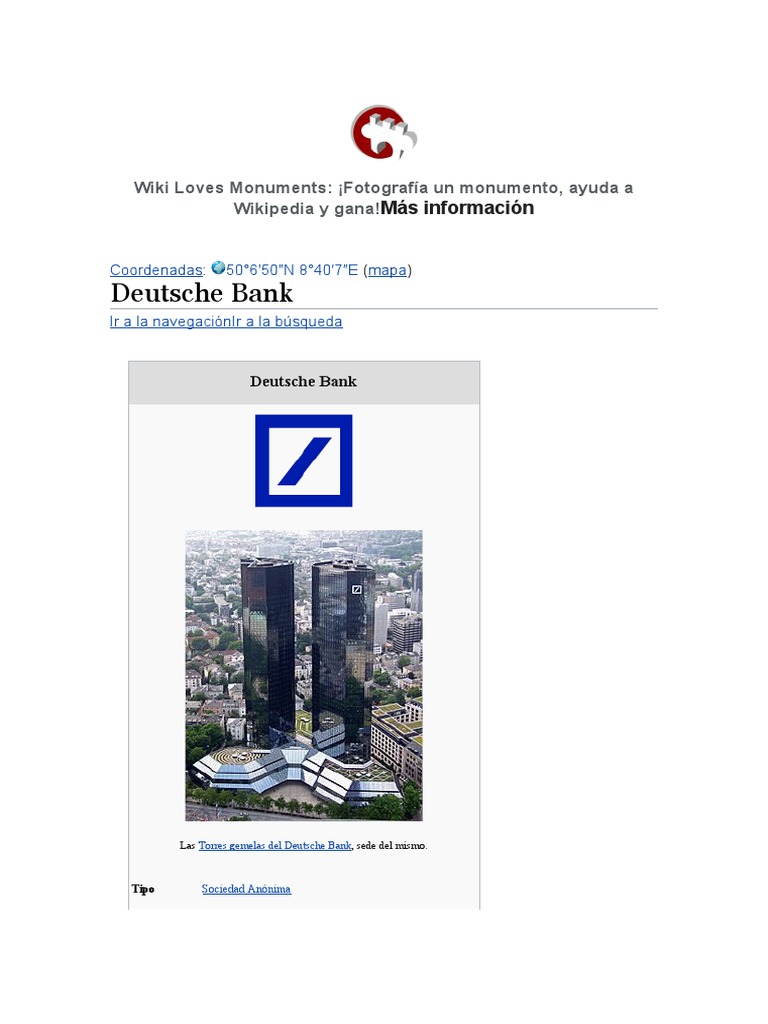 Deutsche Bank Wiki Loves Monuments PDF Banco alemán Economias