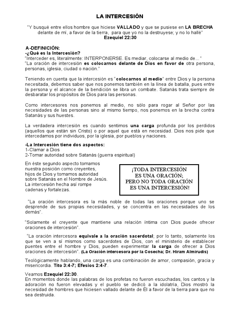 Guía para el Ministerio de Intercesión PDF Oración Intercesión